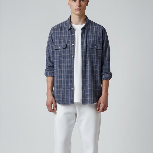 Apt. 9 Other - APT. 9 | Men’s 100% Cotton Blue Plaid Button Down Long Sleeve Shirt